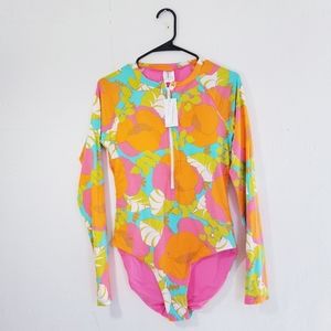Trina Turk Swimsuit Multicolor Long Sleeve Size XL
